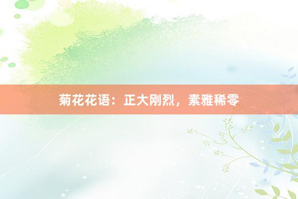 菊花花语：正大刚烈，素雅稀零
